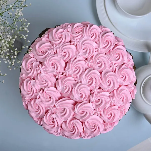 Pretty Pink Rose Strawberry Cake